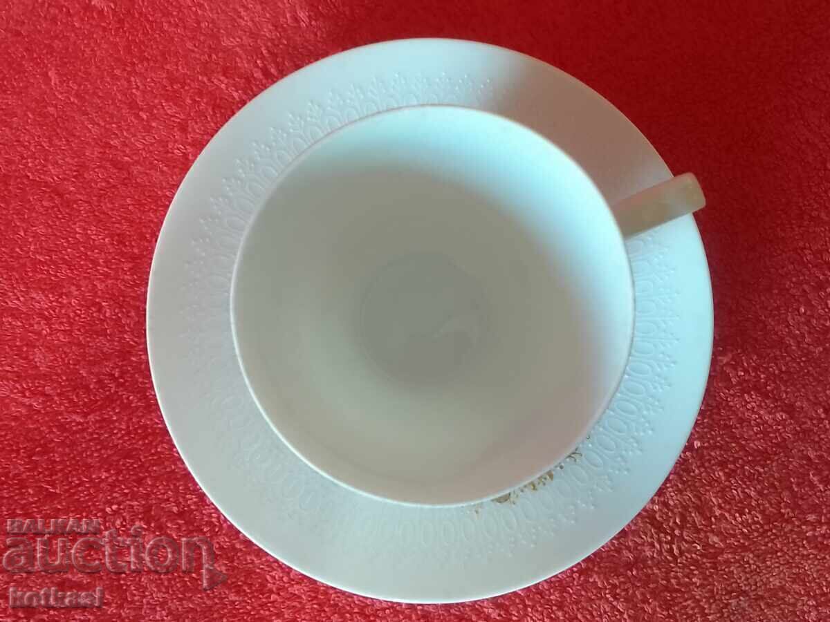 Set dublu de porțelan ceașcă farfurie aurire Rosenthal lucrat manual - 7