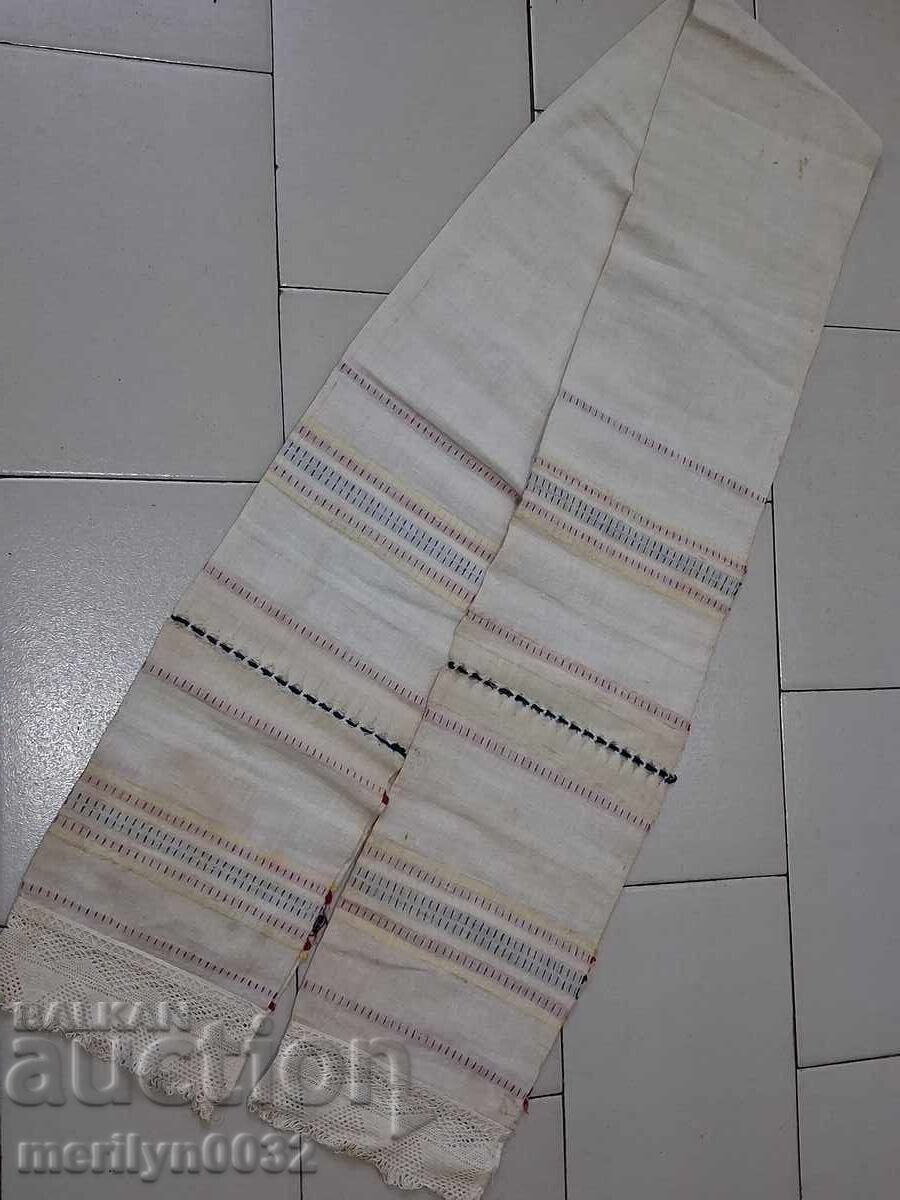 Δημοπρασία Παλιά πετσετάκι με δαντέλα 1.98/40εκ. κεντητό κέντημα