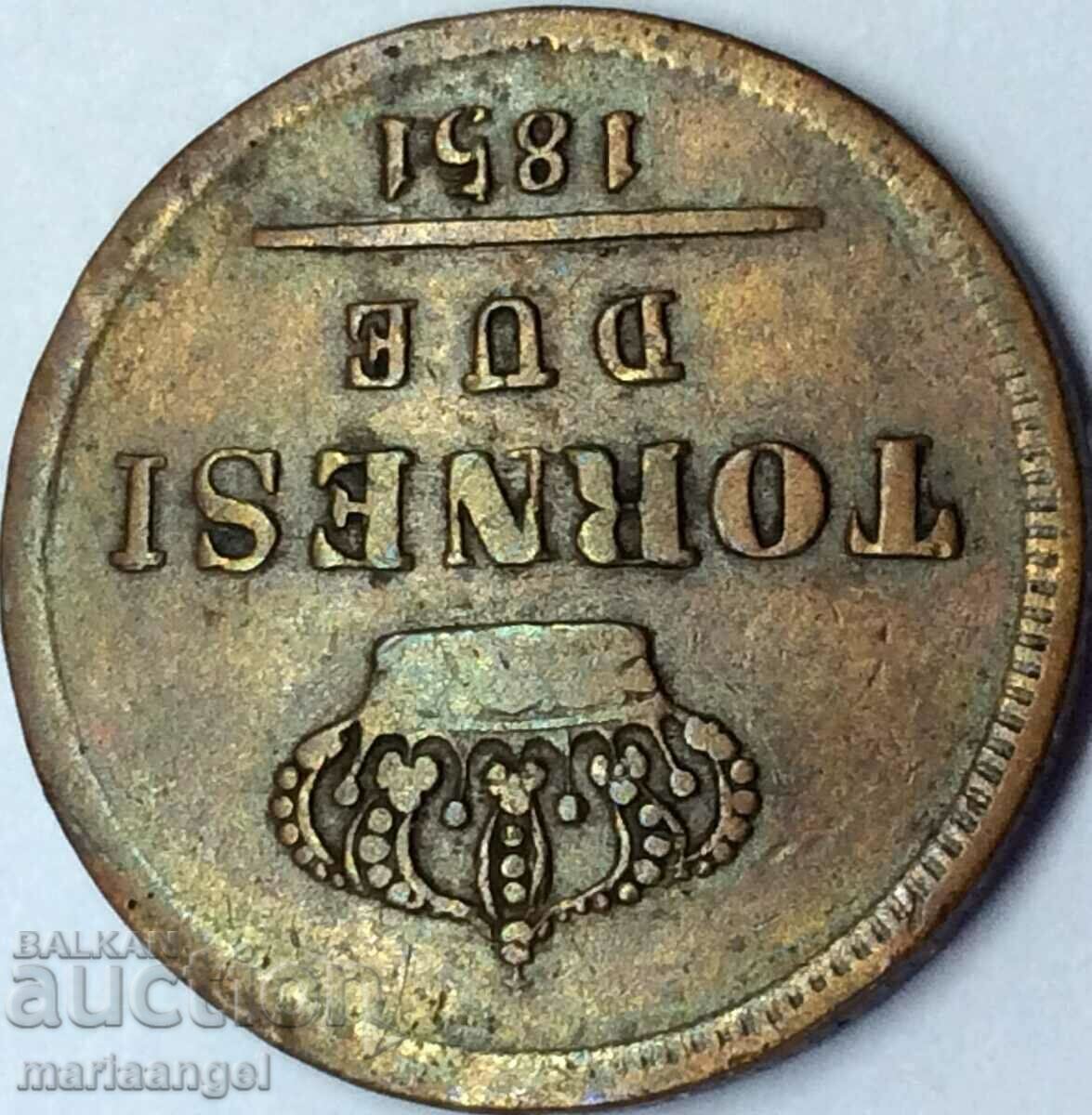 Δημοπρασία 2 Tornesi 1851 Ιταλία Ferdinand I - ποιότητα