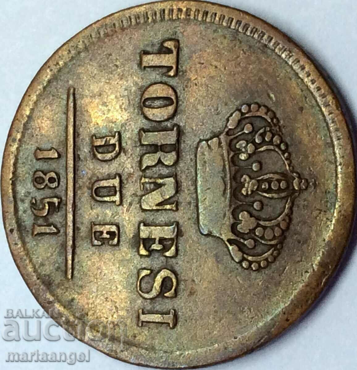 2 Tornesi 1851 Ιταλία Ferdinand I - ποιότητα - 5