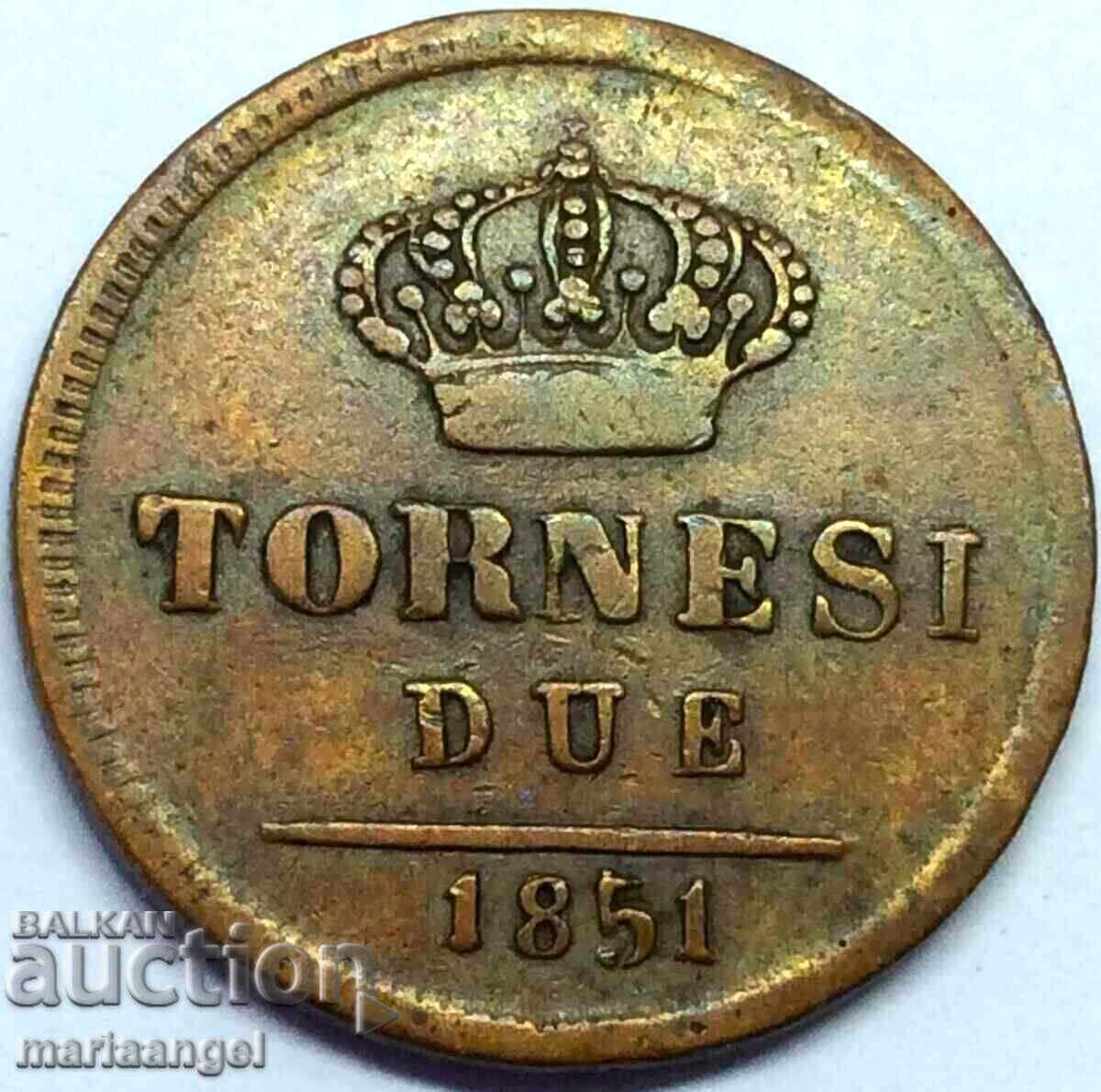 2 Tornesi 1851 Ιταλία Ferdinand I - ποιότητα