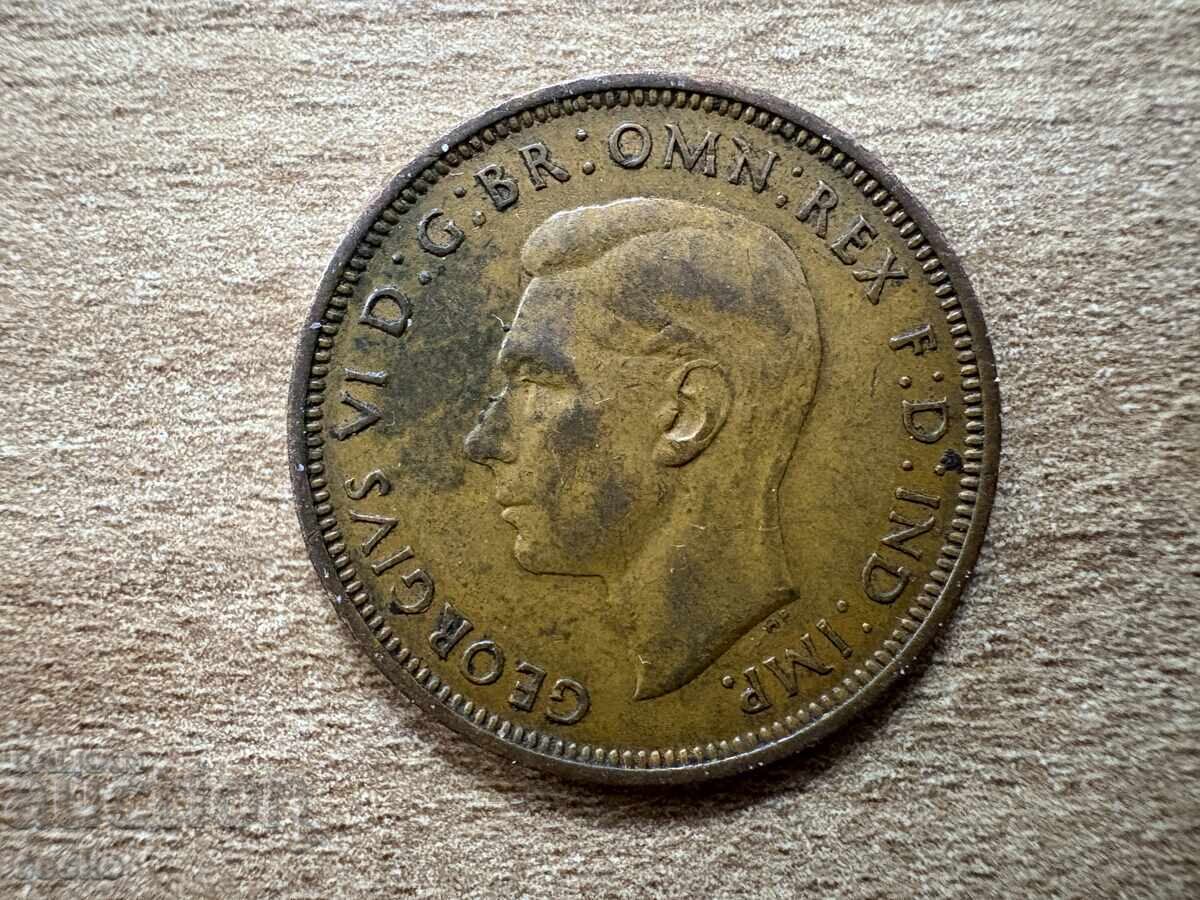 Великобритания - 1/2 пени (1944) с цена 0.75 лв. | € 0.38 Великобритания - 1/2 пени (1944) с цена 0.75 лв. | € 0.38