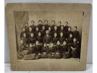 END OF THE 19TH CENTURY STUDENTS TEACHER OLD LARGE PHOTO CARDBOARD