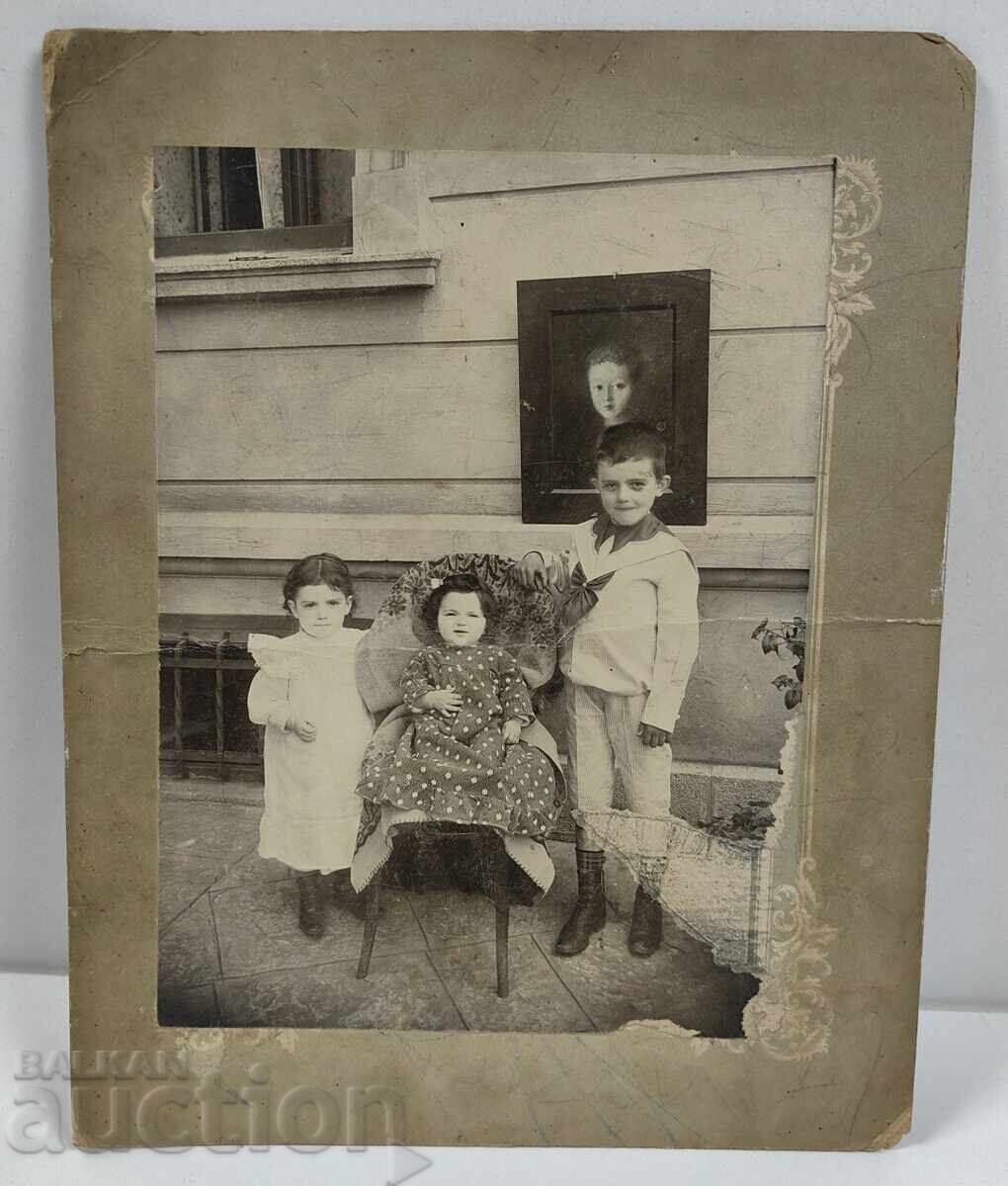 CHILDREN'S PICTURE OLD LARGE CHILD'S PHOTO PHOTOGRAPH CARDBOARD with price 35.00 BGN | € 17.90