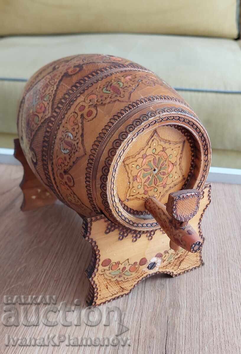 Pyrographied retro Burnt-wood item with three cups for connoisseurs with price € 25.56 | 49.99 BGN