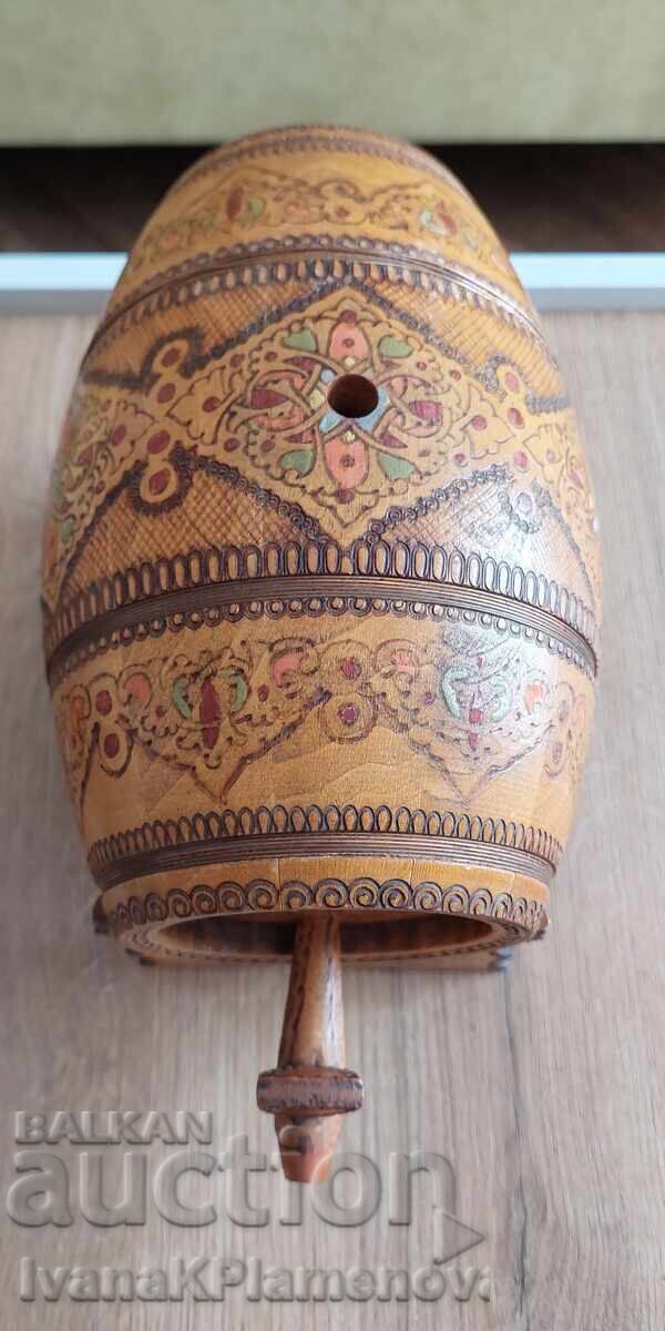 Pyrographied retro Burnt-wood item with three cups for connoisseurs - 5