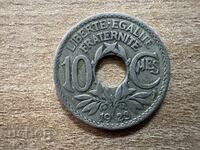 France - 10 Centimes (1923) - Lightning Mark