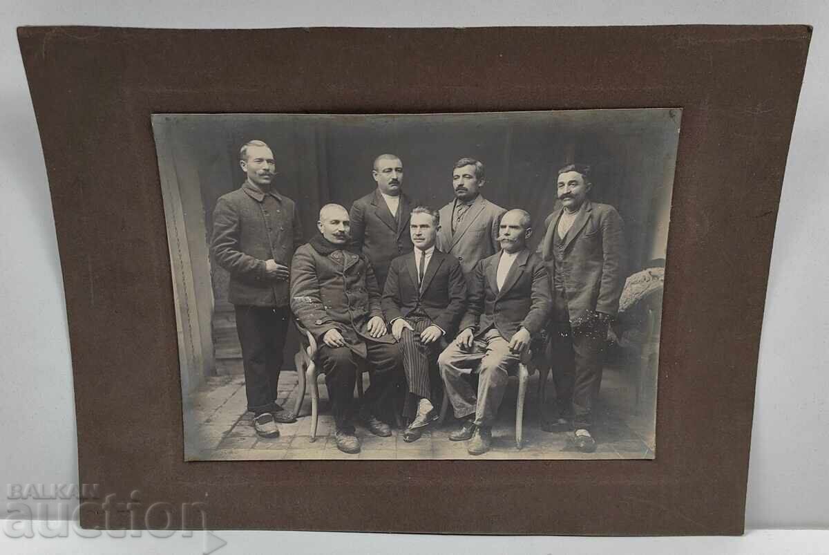 MEN OLD LARGE GROUP PHOTO PHOTOGRAPH CARDBOARD