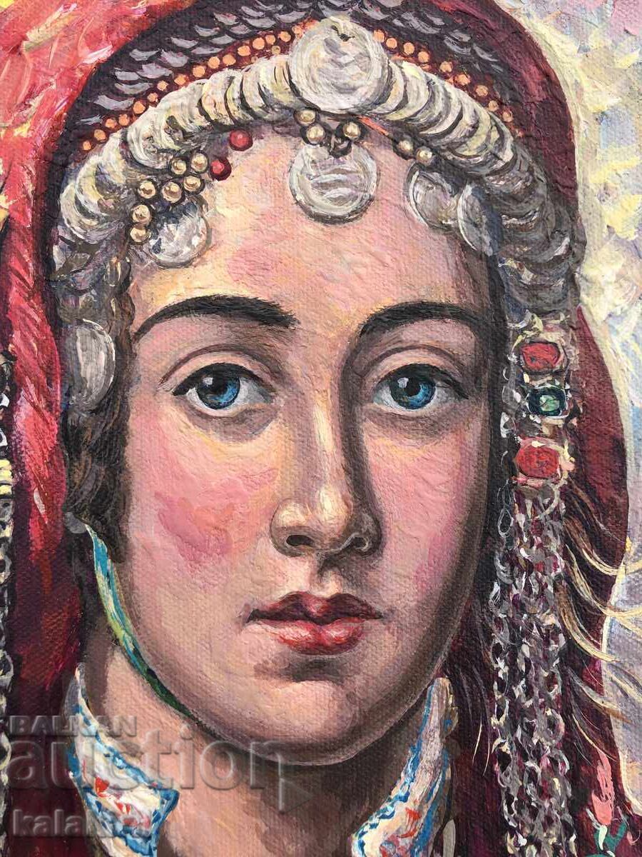 Μία Βουλγάρα με μωβ μαντήλι με τιμή 1200.00 BGN | € 613.55