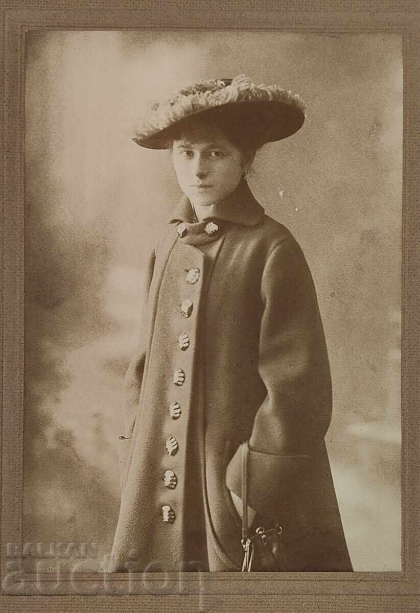 SOFIA FEMEIE DOAMNĂ VECHE POZĂ FOTOGRAFIE CARTON - 5