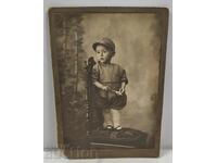 BAIEȚEL COPIL POZĂ VECHE DE COPIL FOTOGRAFIE CARTON