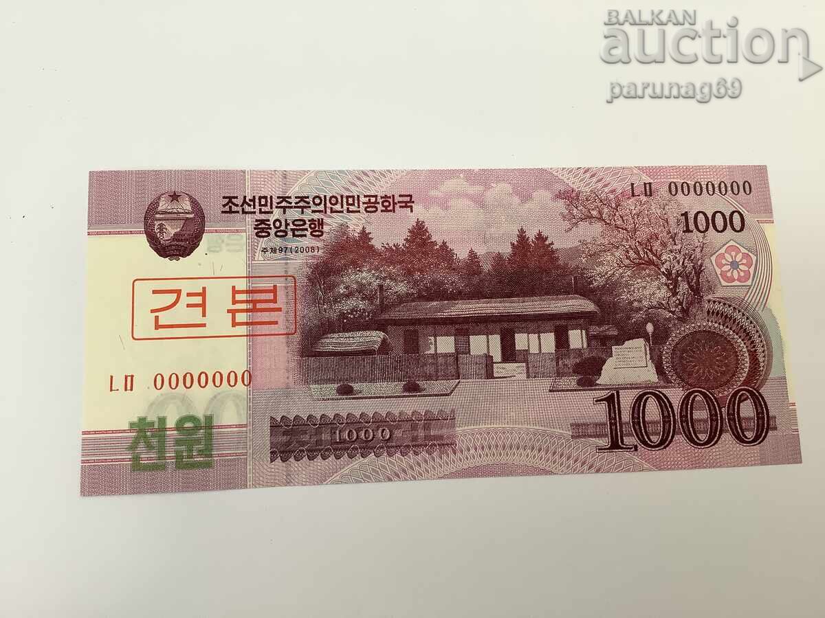 Северна Корея 1000 Вон 2008 година UNC Спесимен