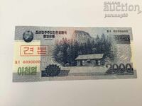 North Korea 2000 Won 2008 UNC Specimen