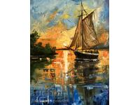 Denitsa Garelova painting 30/40 "Sea Sunset"