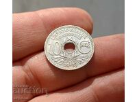 10 центимес Франчия 1937 с гланца