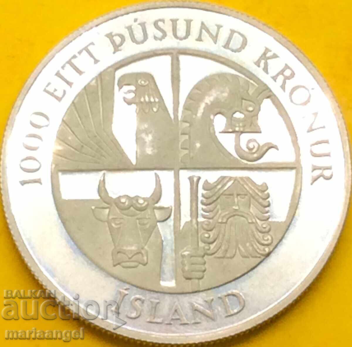 Ισλανδία 1974 1000 κρόνα Επετειακό PROOF ασήμι με τιμή 114.00 BGN | € 58.29 Ισλανδία 1974 1000 κρόνα Επετειακό PROOF ασήμι με τιμή 114.00 BGN | € 58.29