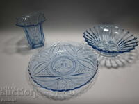 GLASS BOWL FRUIT BOWL PLATE BLUE GLASS