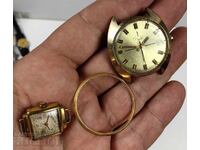 LOT OF GOLD-PLATED WATCHES - POLJOT STARTS, CHANGES DATE, GOLD-PLATED