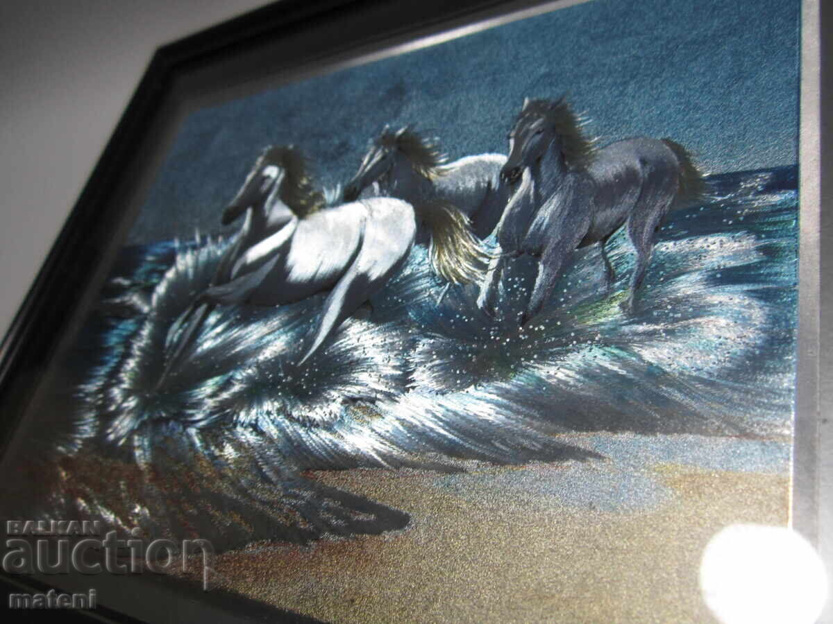 Δημοπρασία Αναπαραγωγή φωτογραφίας με κορνίζα Άλογα Θάλασσα Δημοπρασία Αναπαραγωγή φωτογραφίας με κορνίζα Άλογα Θάλασσα