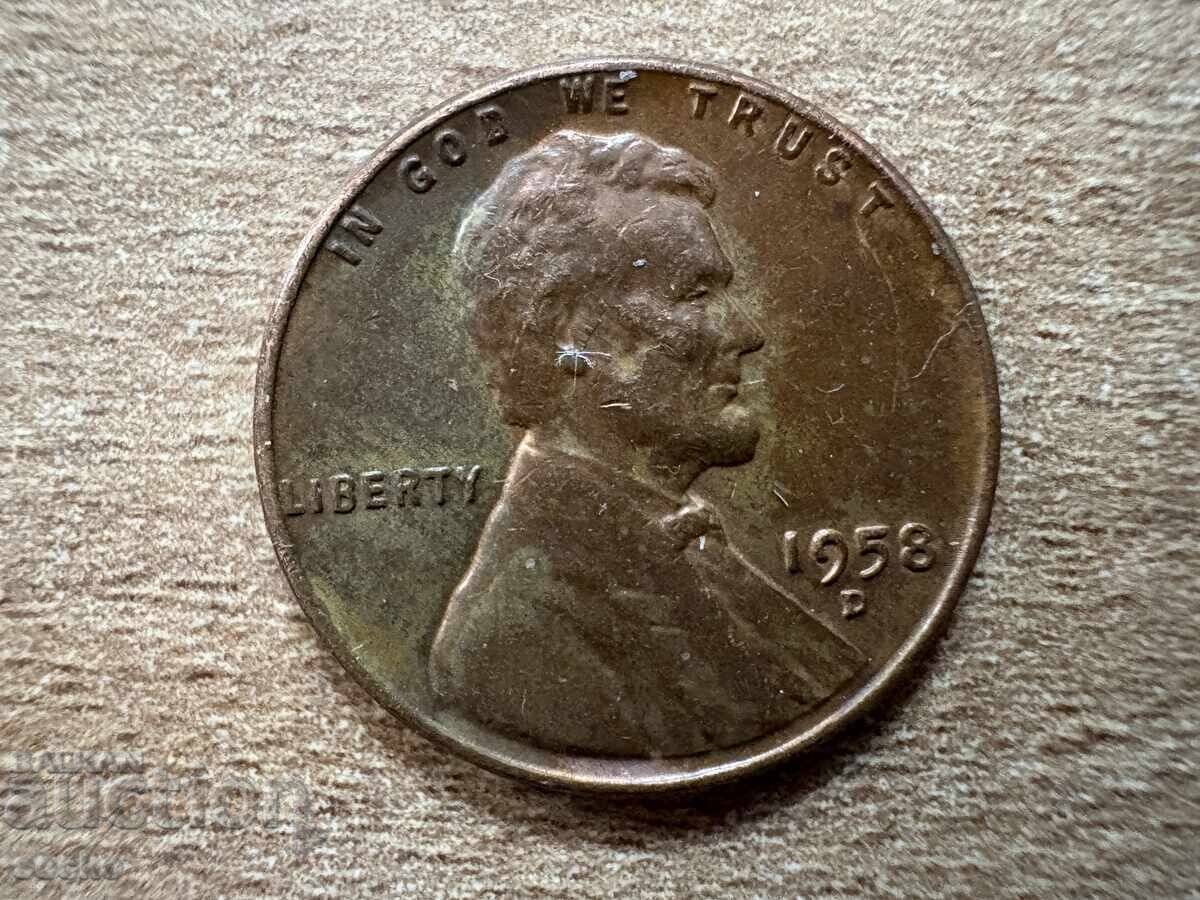 ΗΠΑ - 1 σεντ (1958) - D με τιμή 0.35 BGN | € 0.18 ΗΠΑ - 1 σεντ (1958) - D με τιμή 0.35 BGN | € 0.18