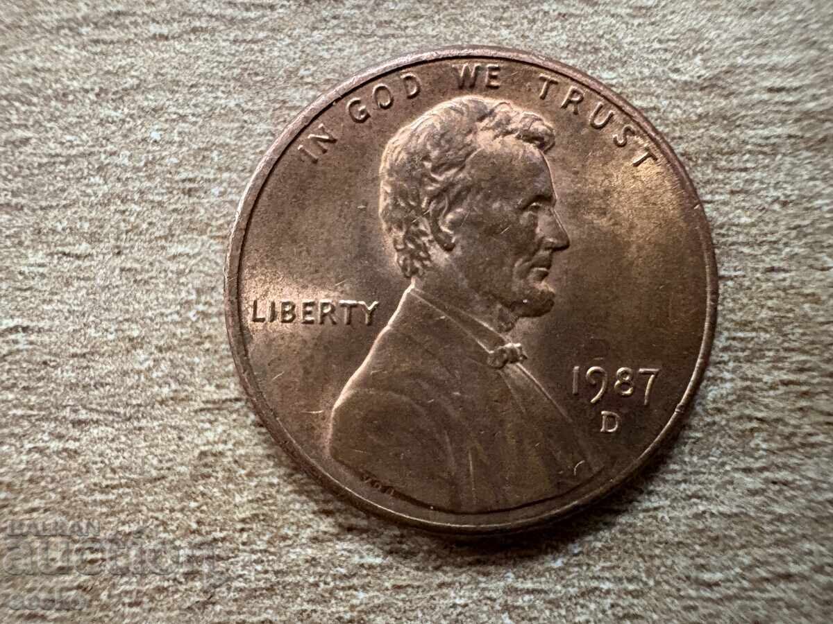 ΗΠΑ - 1 σεντ (1987) - D με τιμή 0.15 BGN | € 0.08