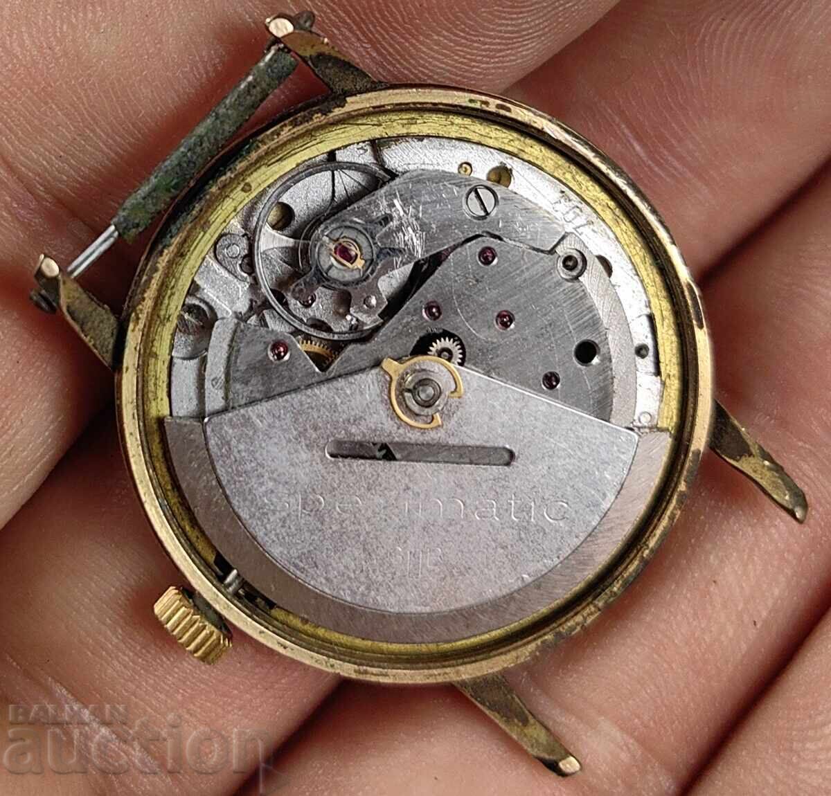 NON-WORKING GLASHUTTE SPEZIMATIC GUB AUTOMATIC GOLD-PLATED FOR PARTS - 6 NON-WORKING GLASHUTTE SPEZIMATIC GUB AUTOMATIC GOLD-PLATED FOR PARTS - 6