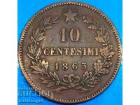 10 Centesimi 1863 Ιταλία 30mm Victor Emmanuel