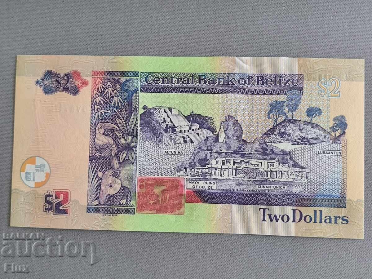 Banknote - Belize - 2 Dollars UNC | 2021 with price 11.00 BGN | € 5.62
