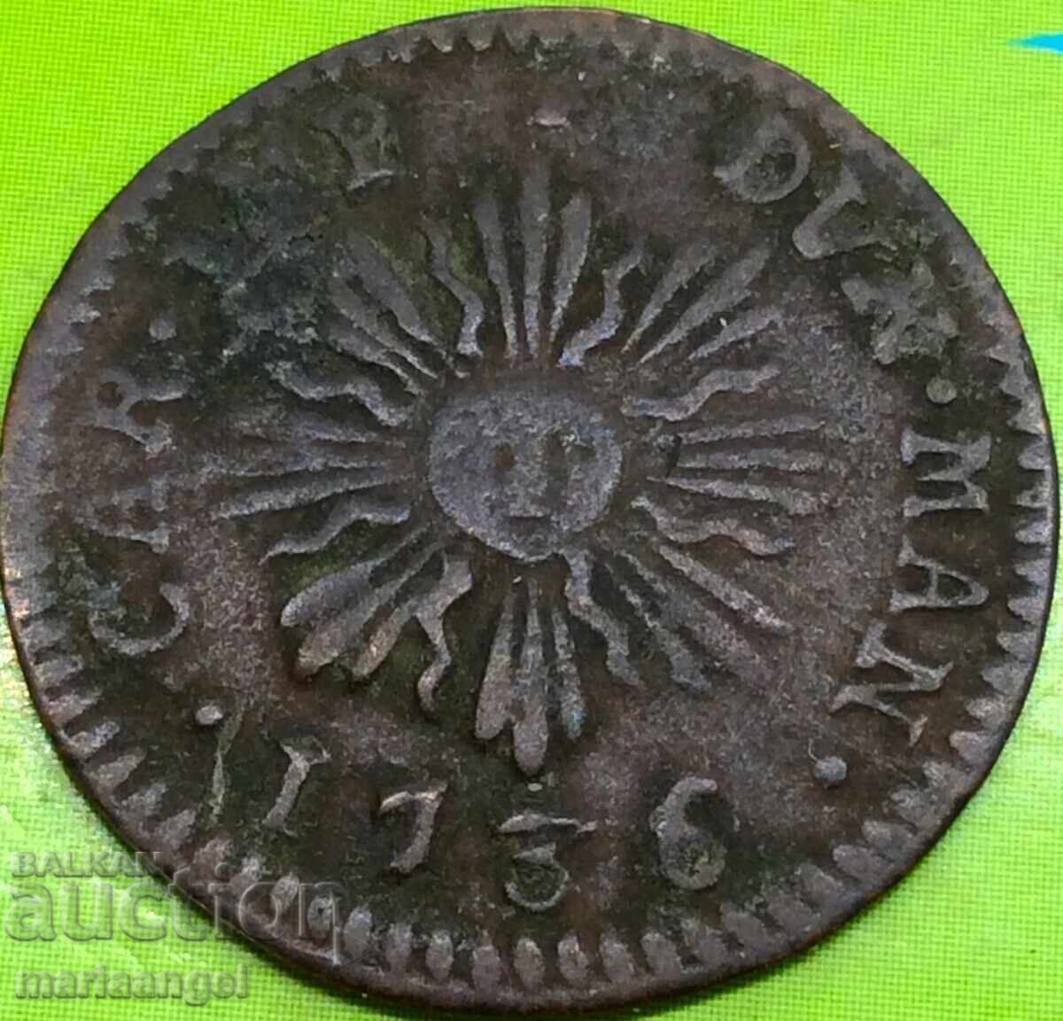 Mantua 1 Soldo 1736 Italy - 5