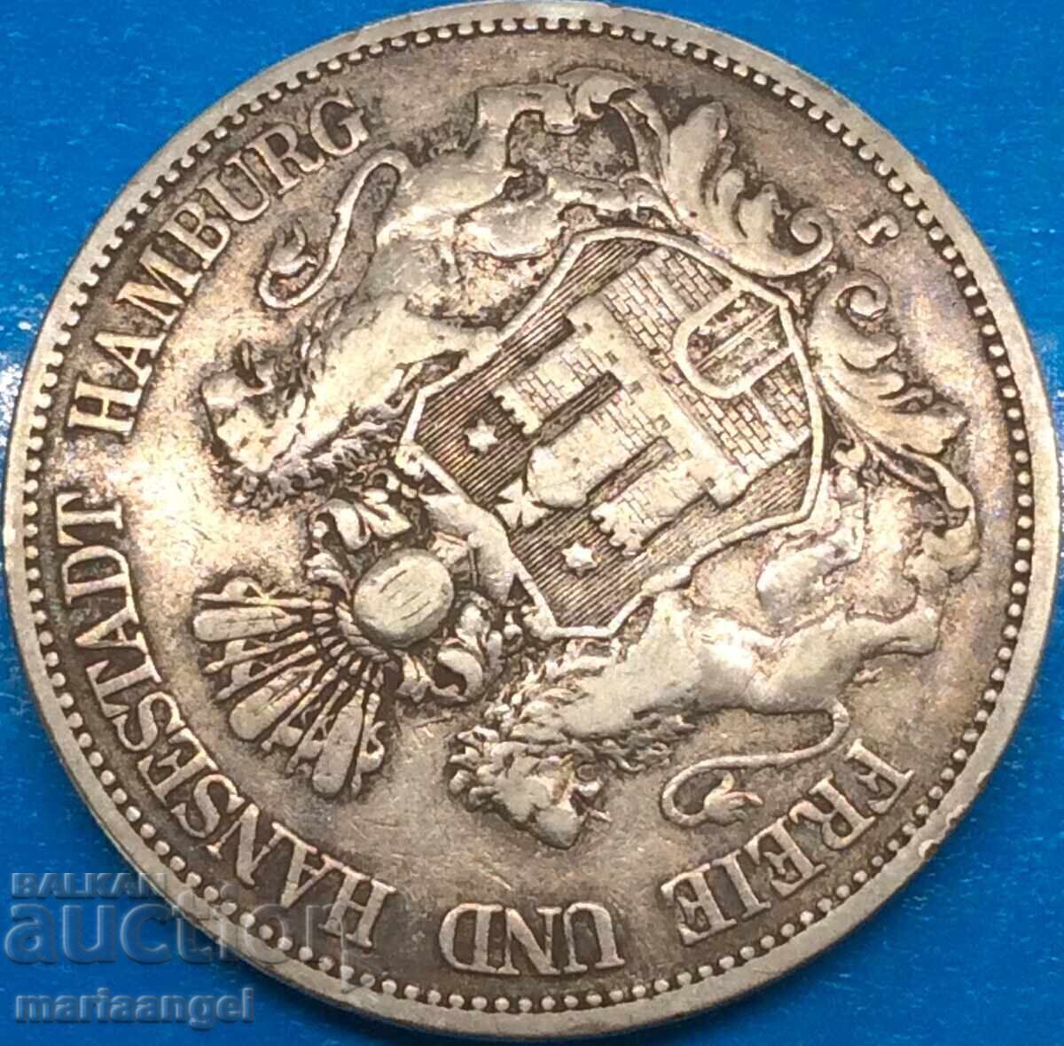 Germany 5 stamps 1875 Hamburg 27.45g silver - 5 Germany 5 stamps 1875 Hamburg 27.45g silver - 5