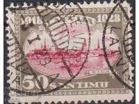 Timbrul poștal timbrat Vedere din Riga Nava 1928 din Letonia