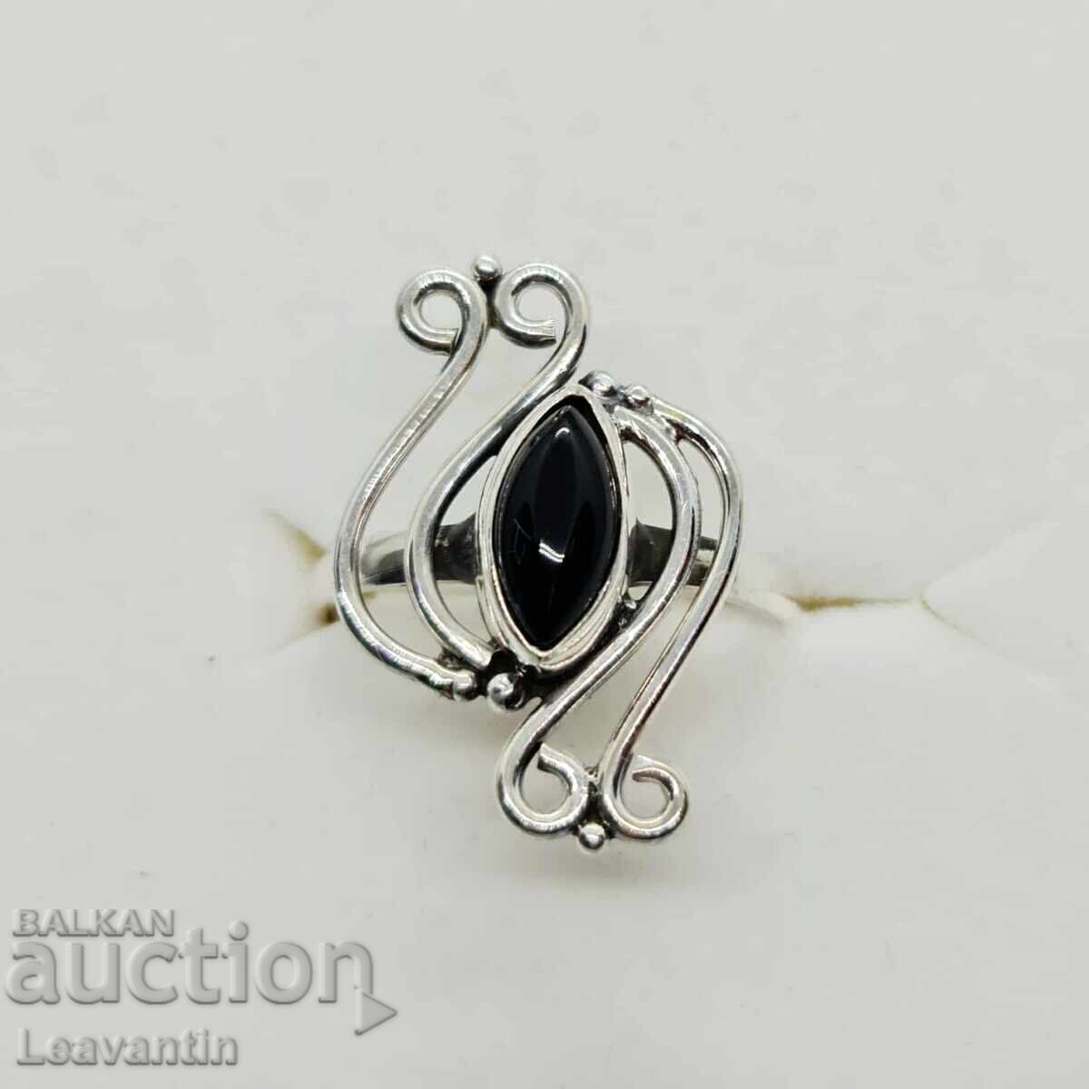 Ασημένιο δαχτυλίδι με μαύρο όνυχα - 5 Ασημένιο δαχτυλίδι με μαύρο όνυχα - 5