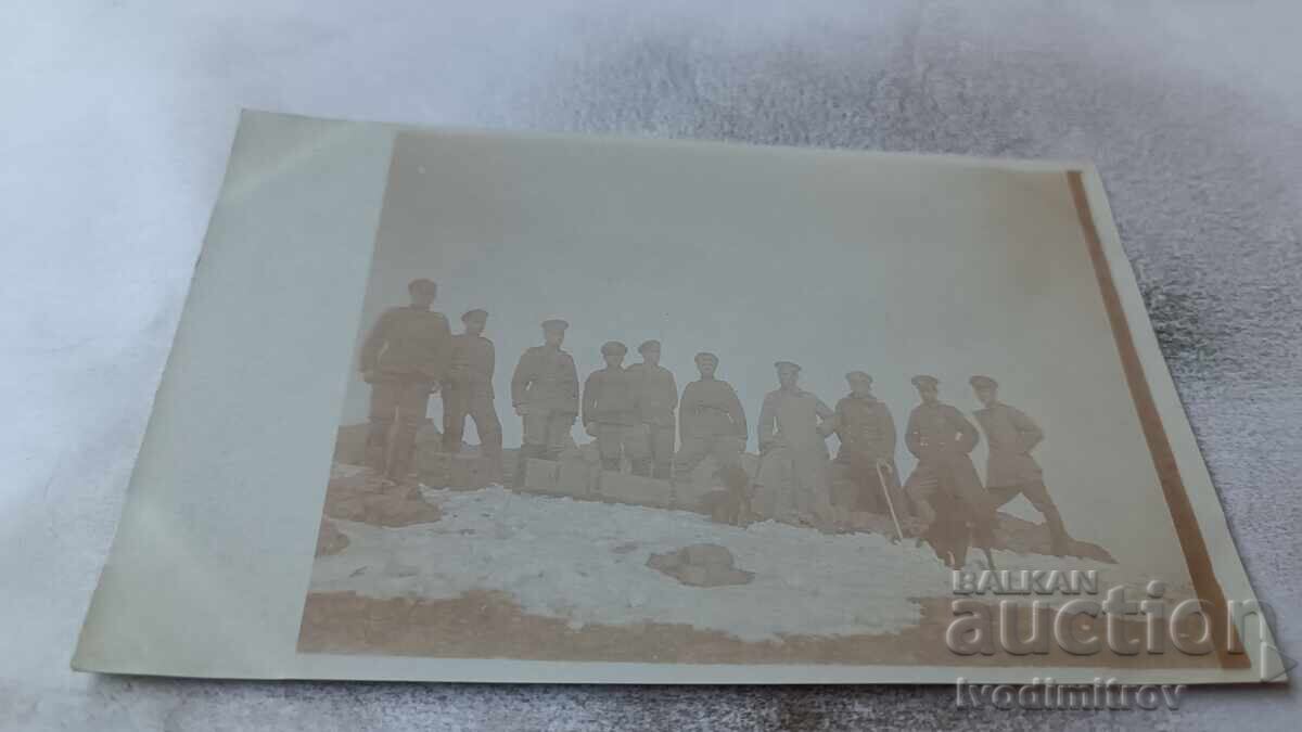 C-ka Four officers and soldiers on the front in winter WWI