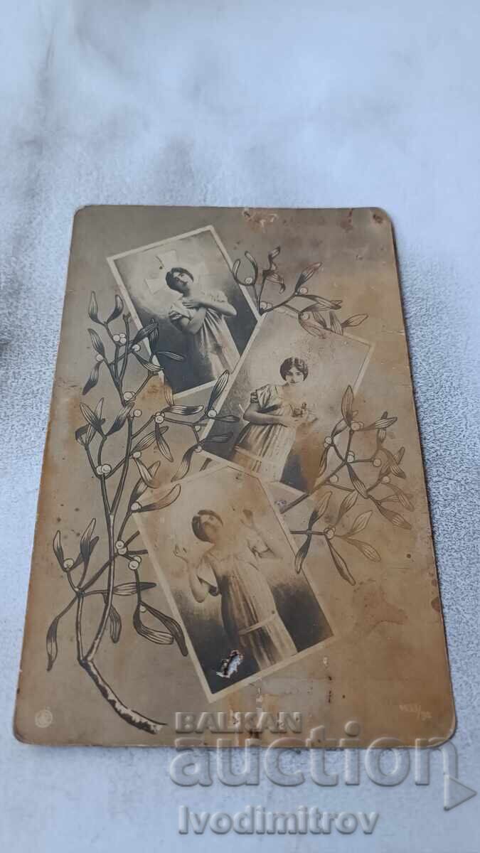 Postcard Young Girl Collage 1907