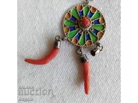 Colier de argint cu corali și email