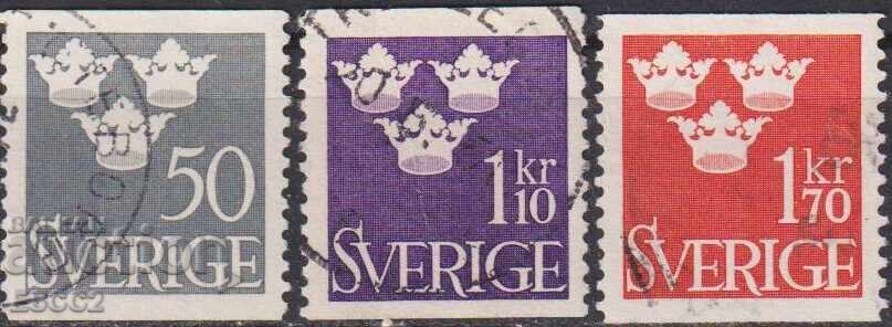 Timbre ștampilate Tre Corone din stema 1941 / 1951 din Suedia Timbre ștampilate Tre Corone din stema 1941 / 1951 din Suedia