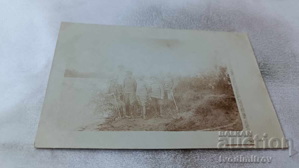 Photograph of Six Officers at the Front 1918 WWI