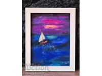 Night Sea, pastel painting, original