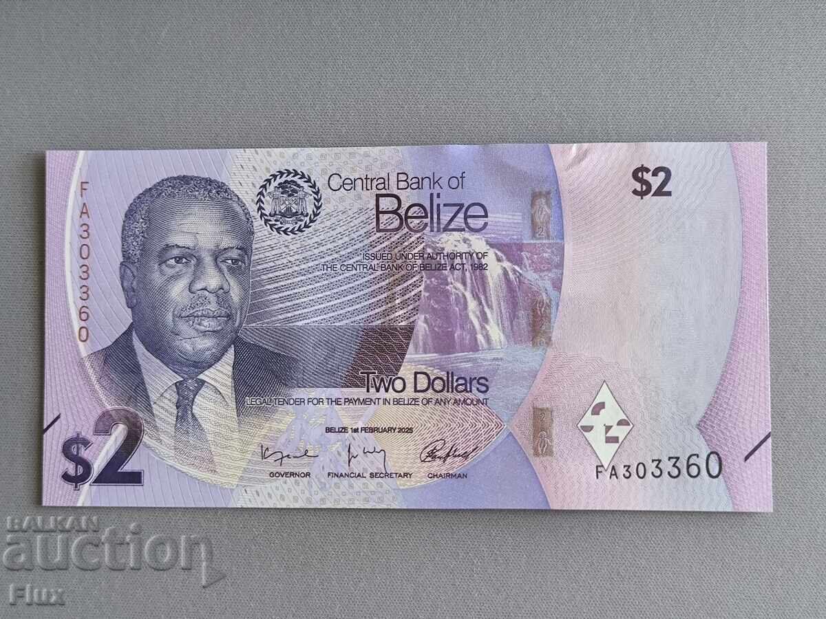Bancnotă - Belize - 2 dolari UNC | 2025 Bancnotă - Belize - 2 dolari UNC | 2025