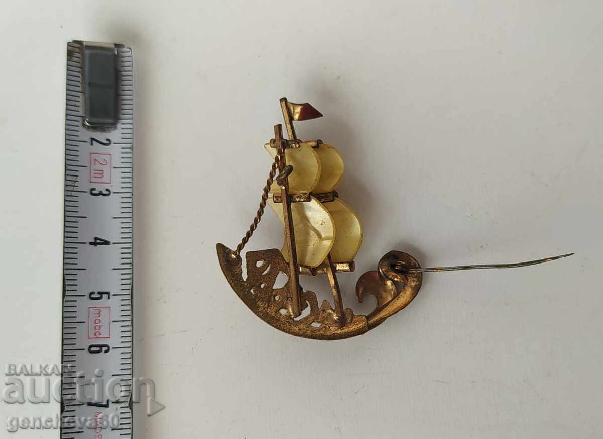 Δημοπρασία Ρετρό καρφίτσα Νεσέμπαρ - πλοίο με περλέ πανιά