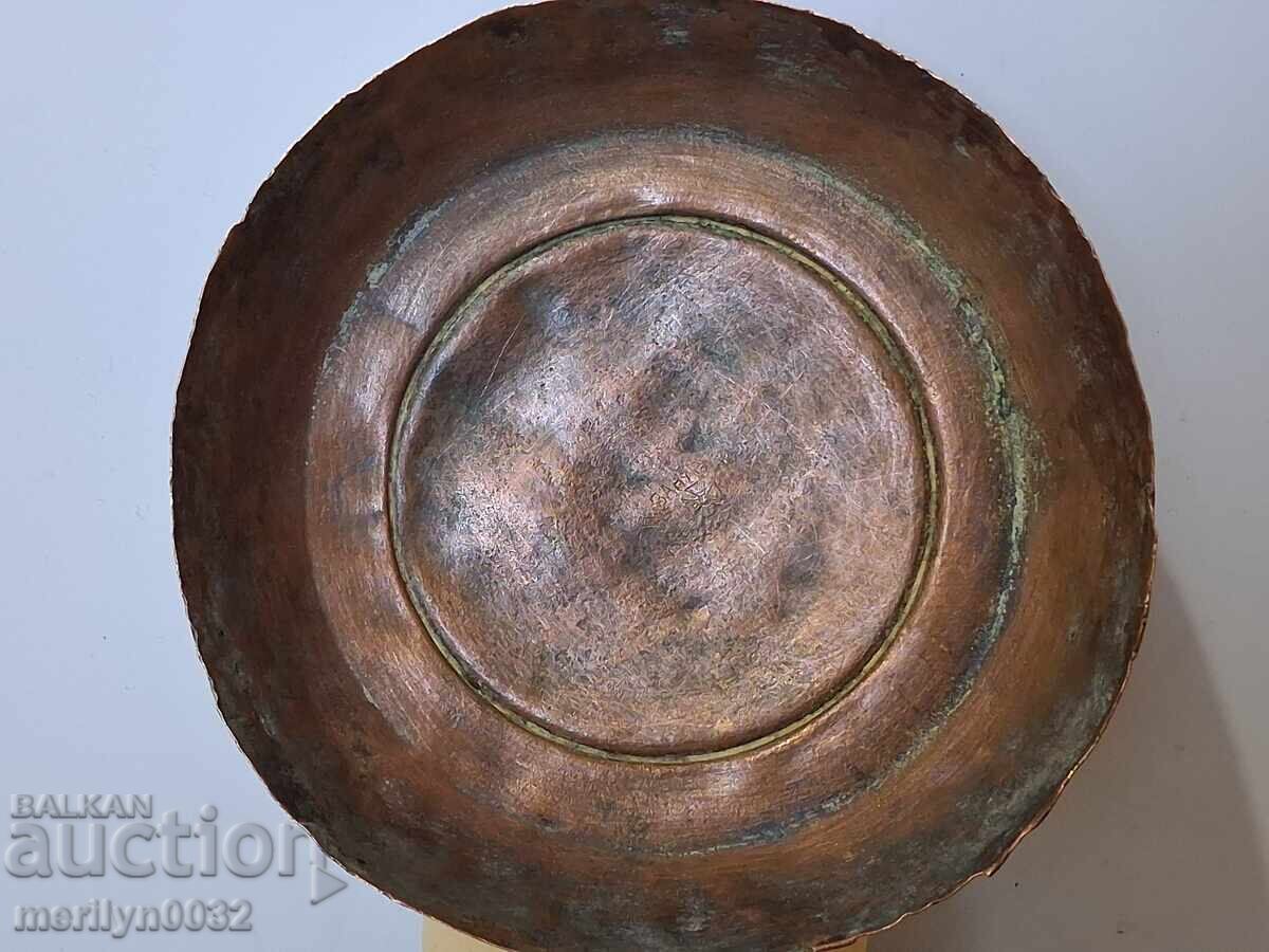 Παλιό χριστιανικό μετάλλιο σαχάν χάλκινη πιατέλα πιάτο - 7