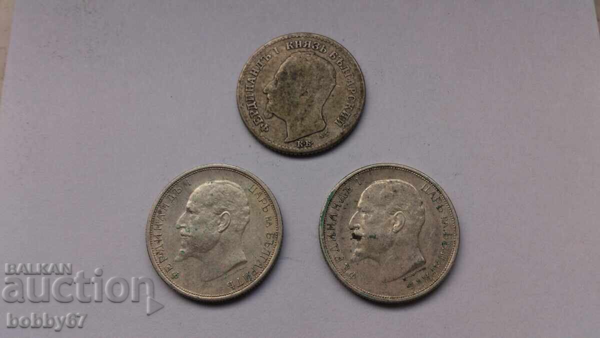 3 silver coins of 50 stotinki from 1891 and 1913 - 6 3 silver coins of 50 stotinki from 1891 and 1913 - 6