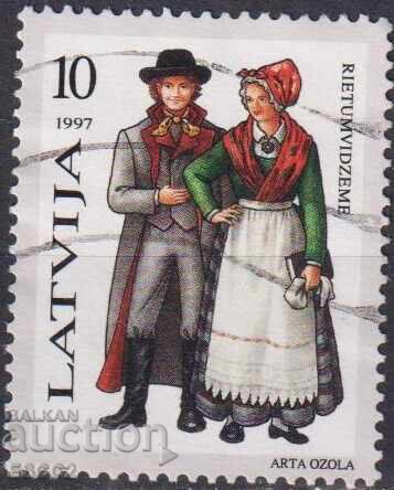 Σφραγισμένο γραμματόσημο Εθνικές ενδυμασίες 1997 από τη Λετονία