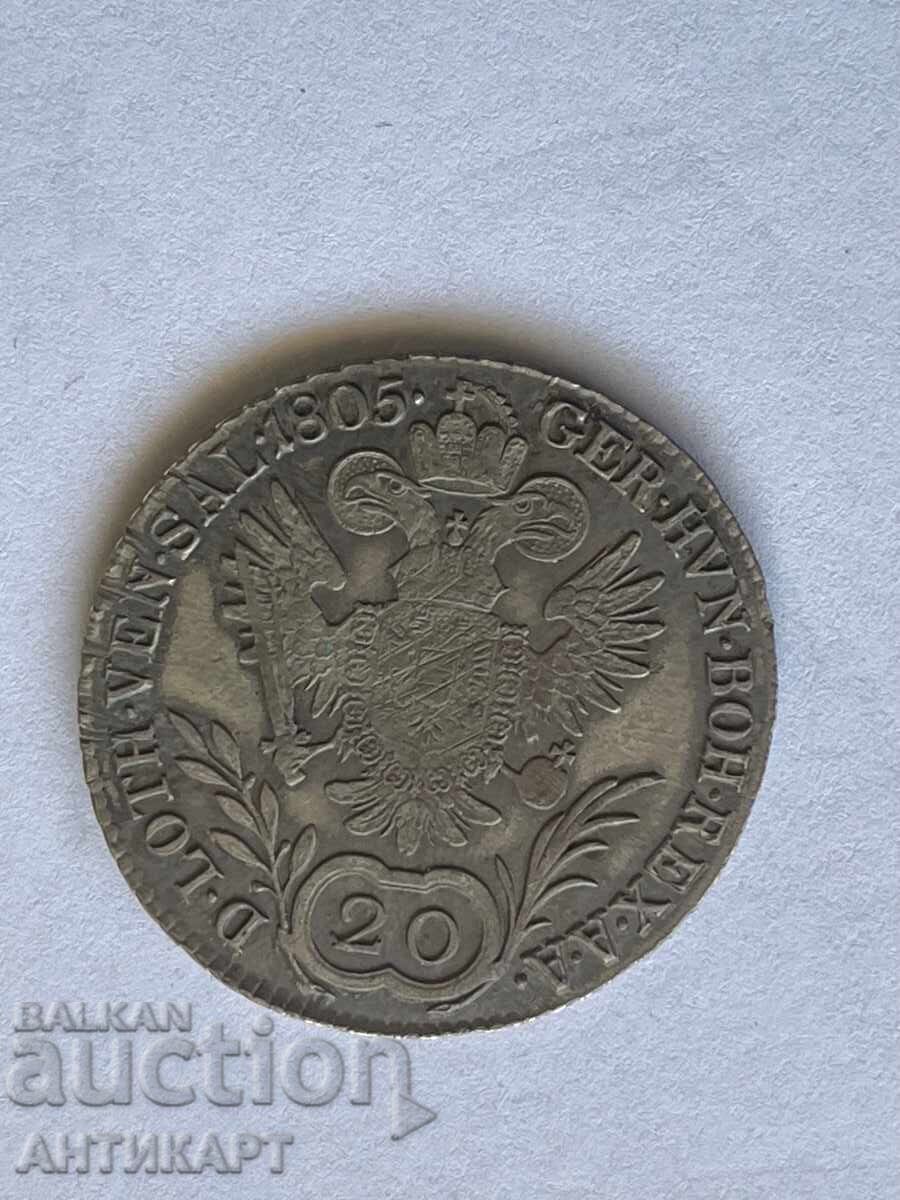 Silver coin row Austria 20 Kreuzer 1805 Silver coin row Austria 20 Kreuzer 1805