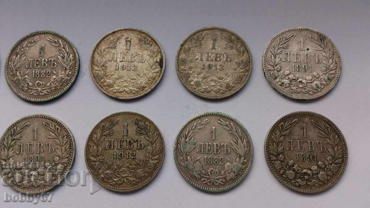 Delivery of 10 silver coins of 1 lev from 1882, 1891, 1912 and 1913