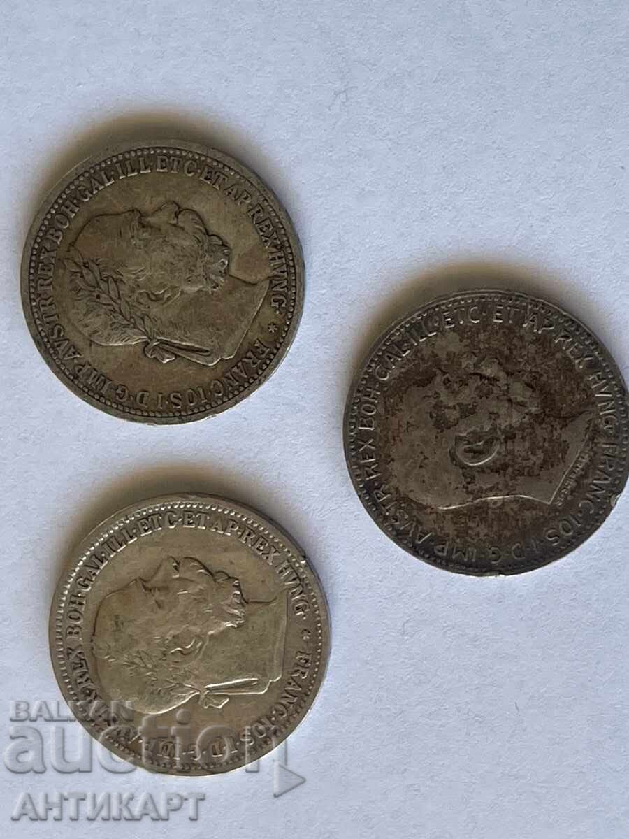 3 silver coins Austria 1 crown 1893, 1895, 1916 with price 39.00 BGN | € 19.94 3 silver coins Austria 1 crown 1893, 1895, 1916 with price 39.00 BGN | € 19.94