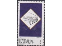 Timbrul poștal timbrat Festivalul cântecului și dansului 1993 din Letonia