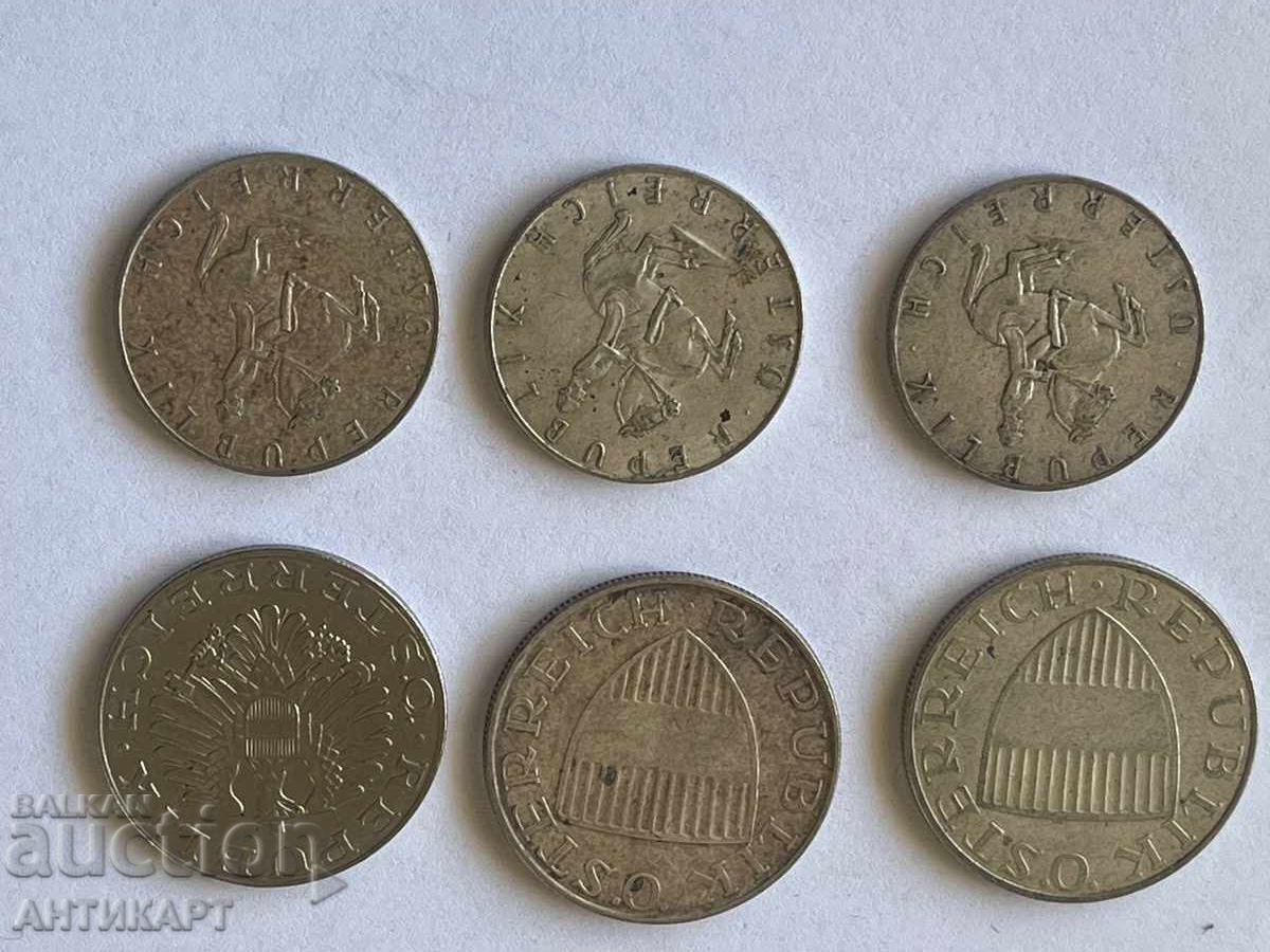 Auction 5 silver coins Austria 5 and 10 schillings 1958, 1960, 61, 62, 72 Auction 5 silver coins Austria 5 and 10 schillings 1958, 1960, 61, 62, 72