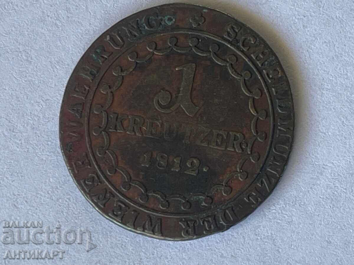 Copper coin Austria 1 kreutzer 1812