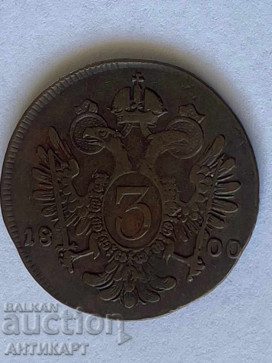 Copper coin Austria 3 kreutzers 1800